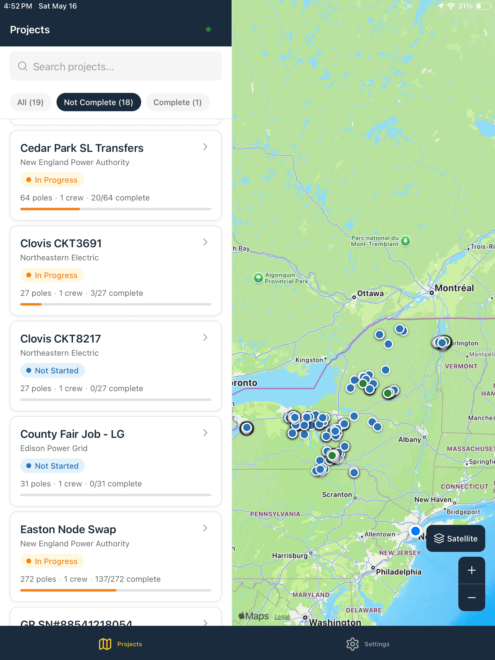 Projects on a Map